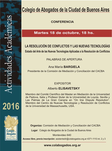 Conferencia: RESOLUCIN DE CONFLICTOS Y NUEVAS TECNOLOGAS